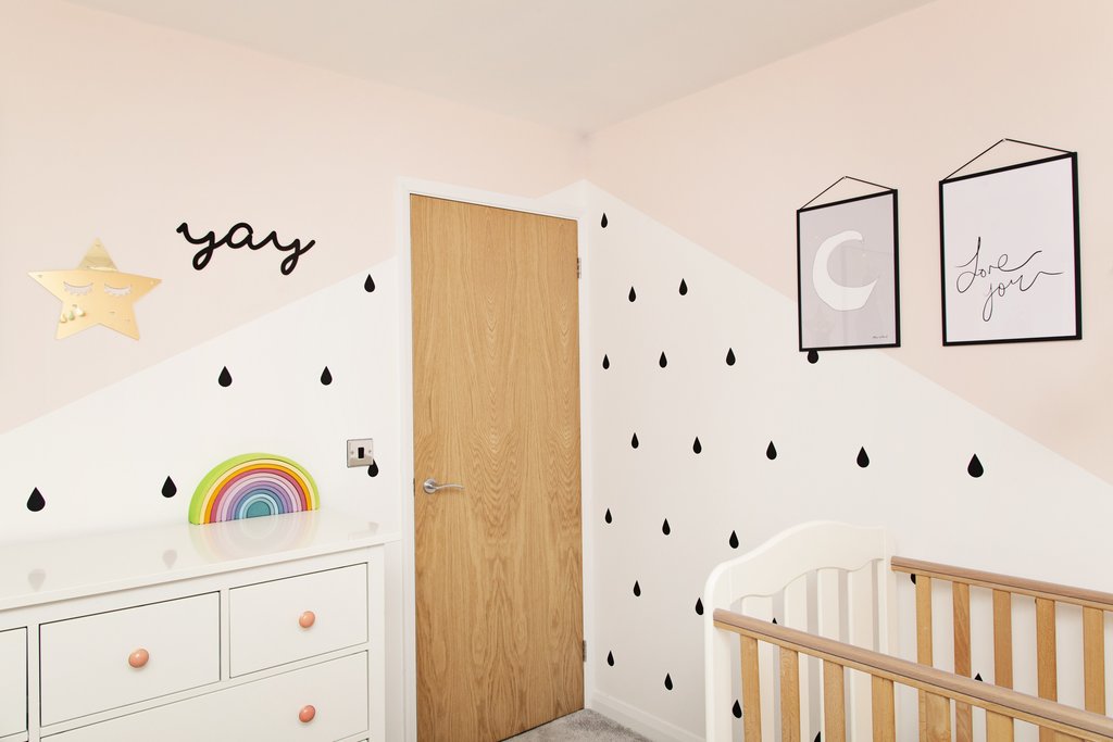 Alba's Peach nursery with feature wall