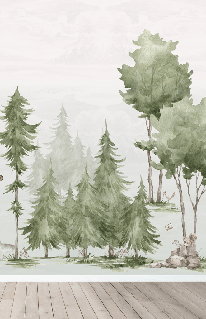 Munks + Me Woodland Scene Wallpaper