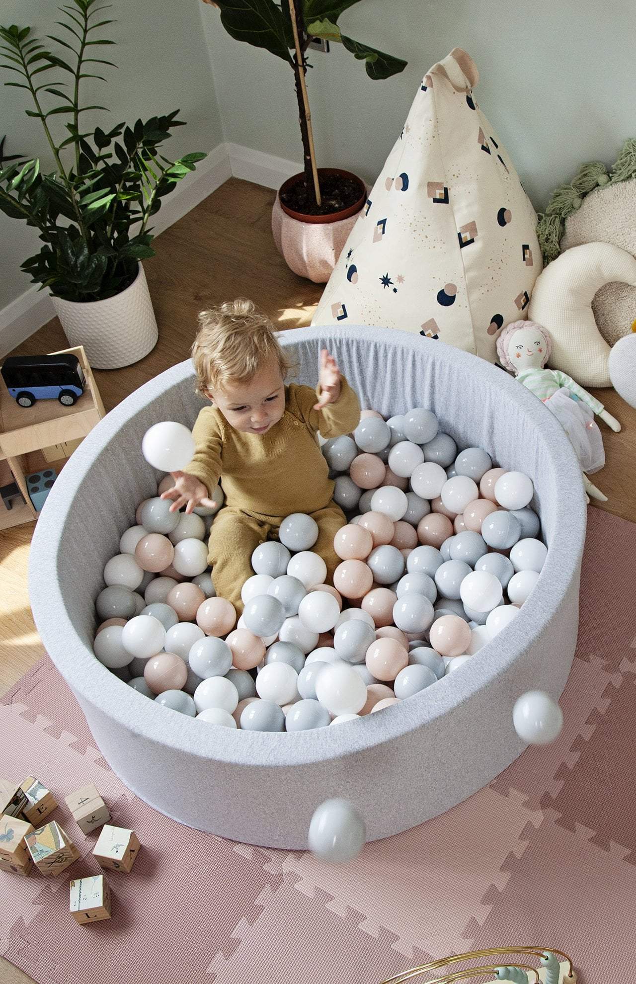Mini Be Ball Pit - Pale Rose/Grey In Grey Pit