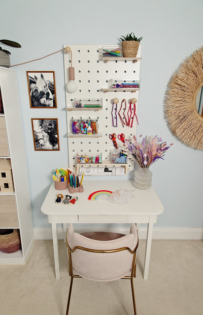 Pegboard with Shelves and Pegs - White