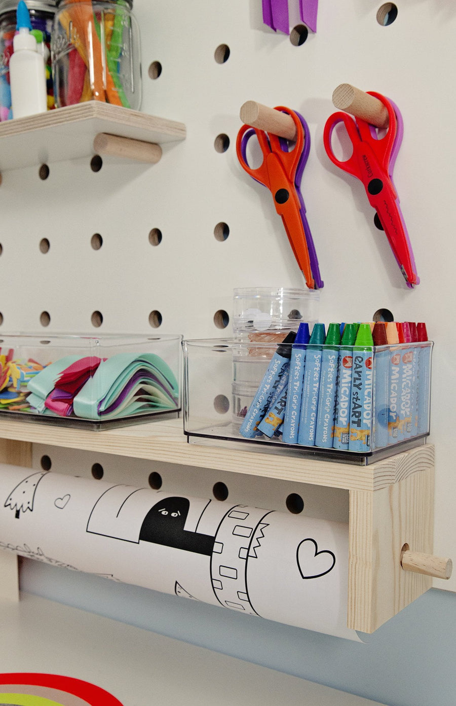 Pegboard with Shelves and Pegs - White