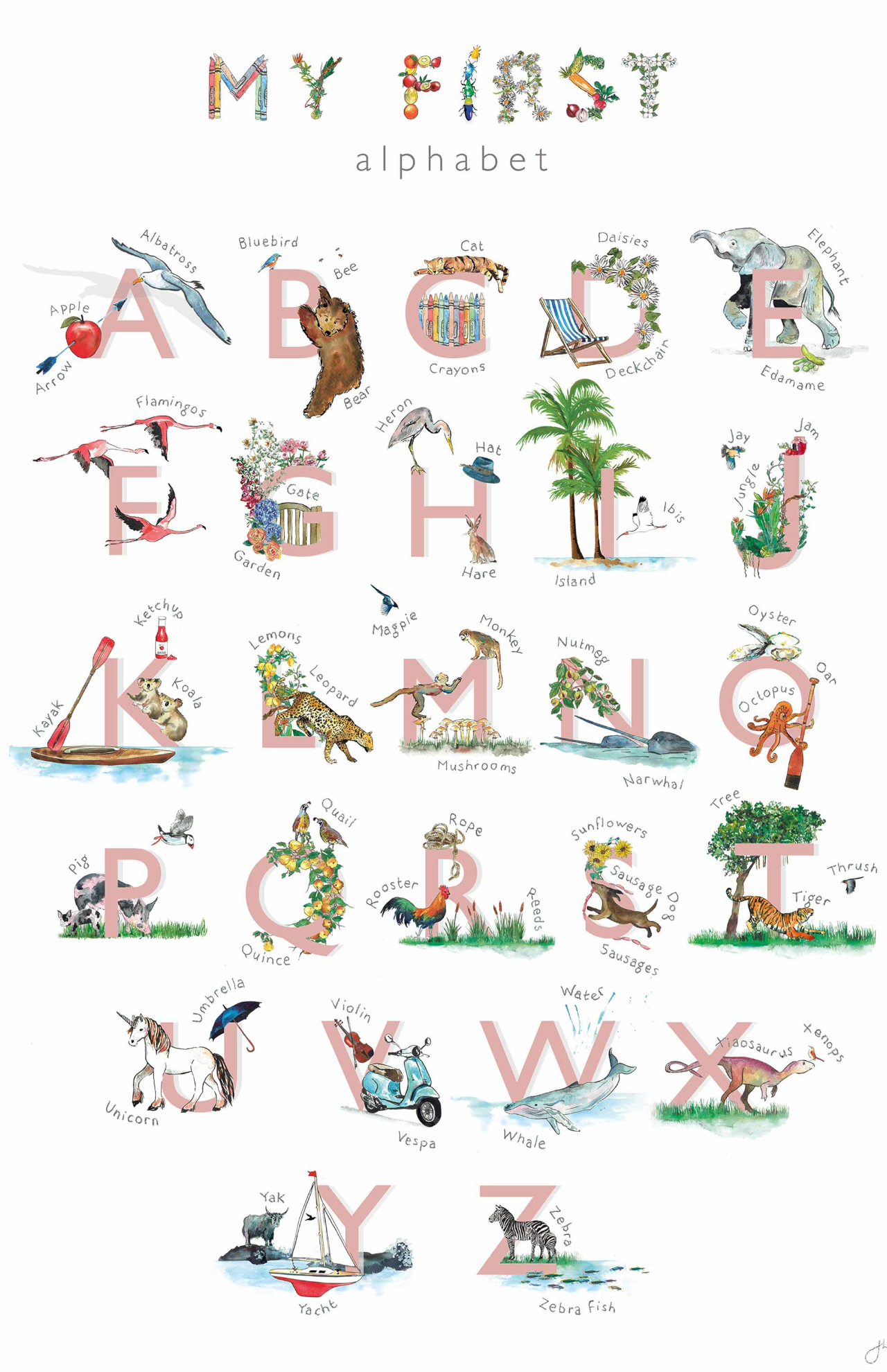 Jo Laing 'My First Alphabet' Nursery Art Print