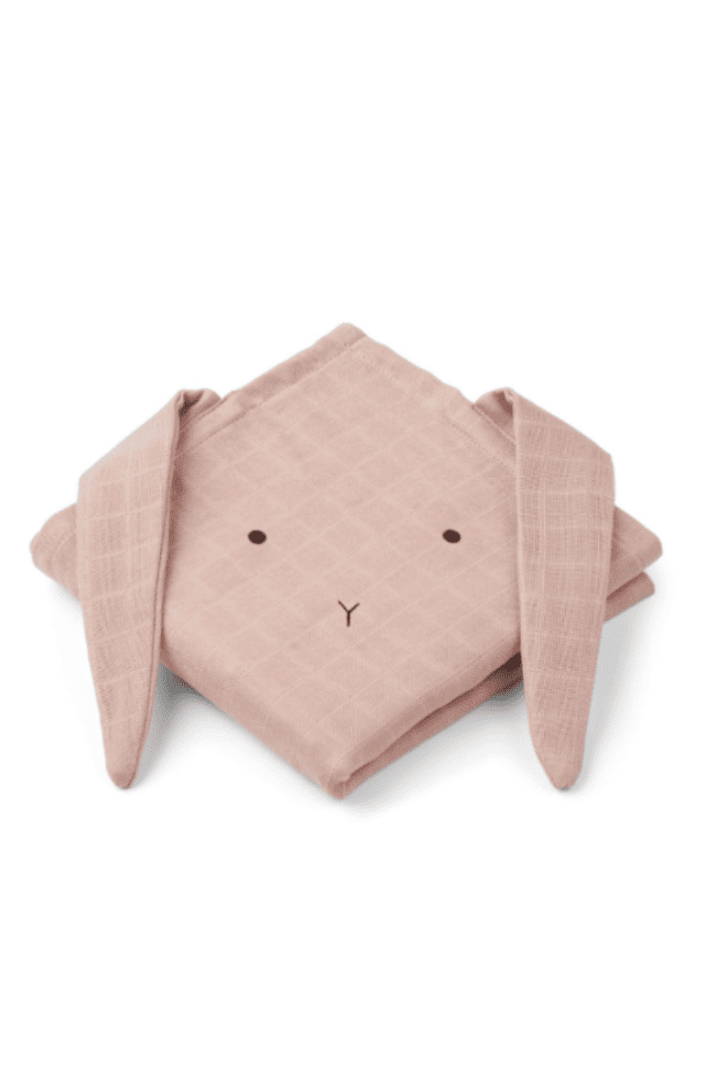 Liewood Hannah Muslin Cloth Rabbit Rose - Pack of 2