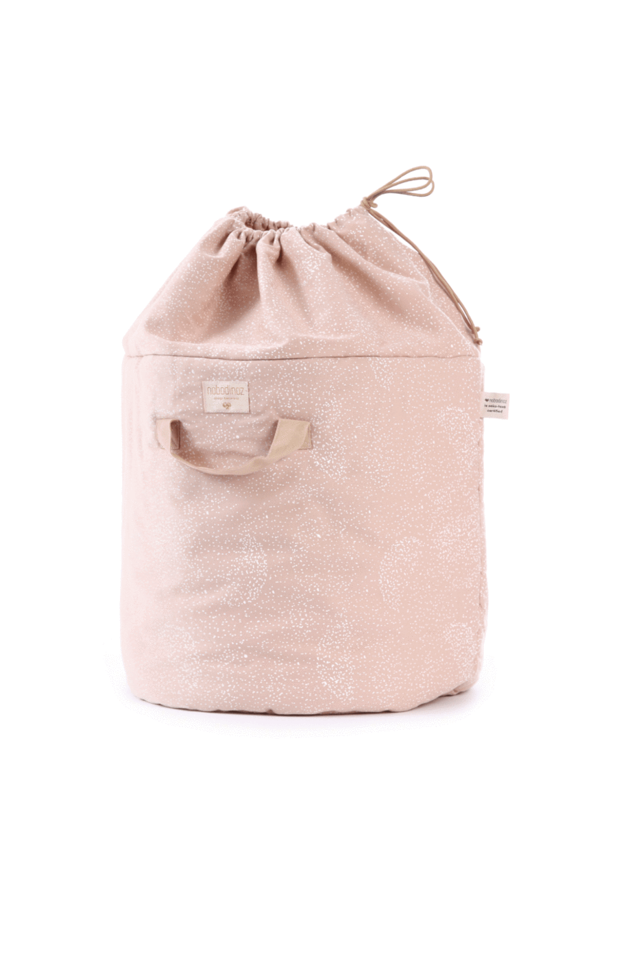 Nobodinoz Bamboo Storage Bag Large - White Bubble/Misty Pink