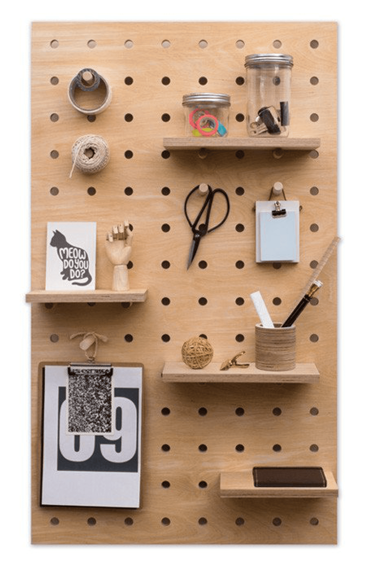 Pegboard with Shelves and Pegs - Birch Plywood