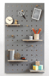 Pegboard with Shelves and Pegs - Grey