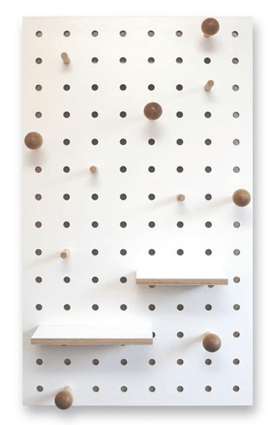 Pegboard with Shelves and Pegs - White