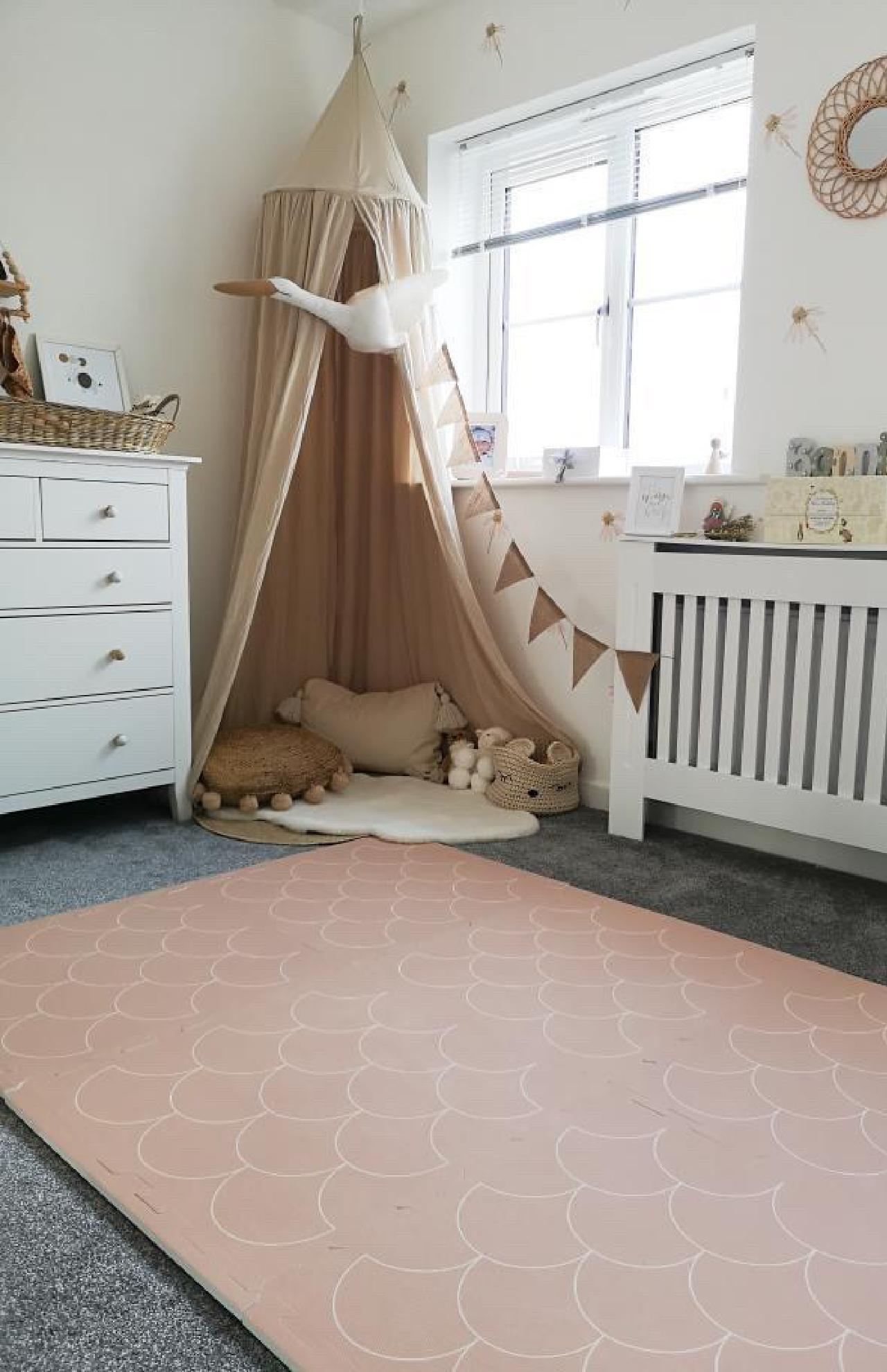 The Modern Nursery Scandi Patterned Puzzle Playmat - Rose Scallops