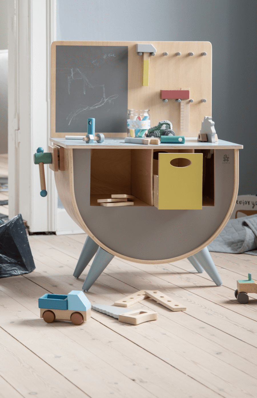 Sebra Wooden Construction Set - Warm Grey