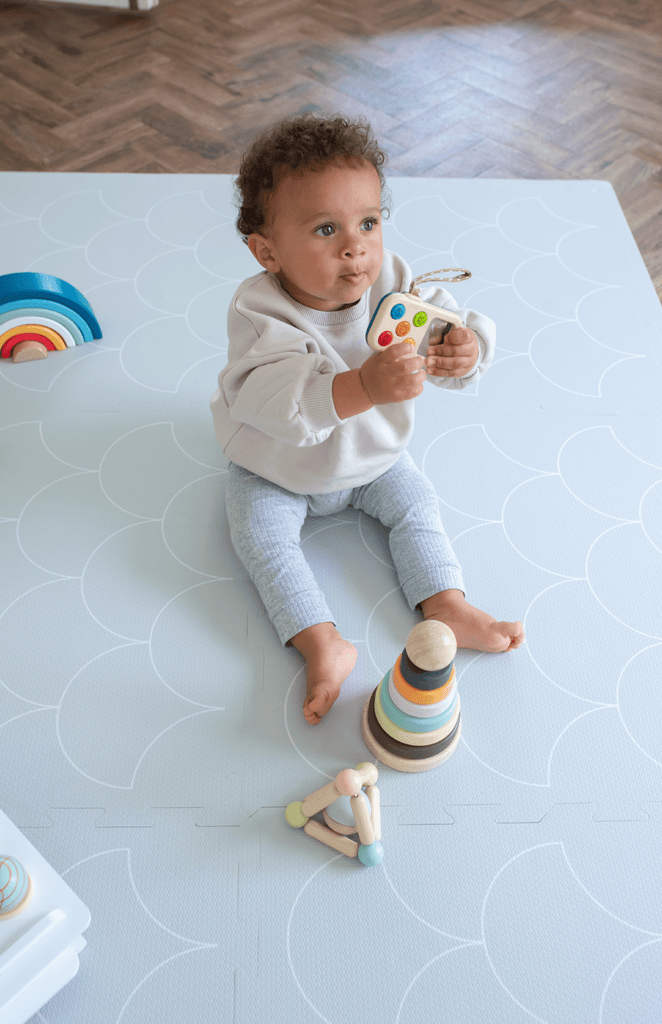 The Modern Nursery Printed Playmat - Dove Scallops