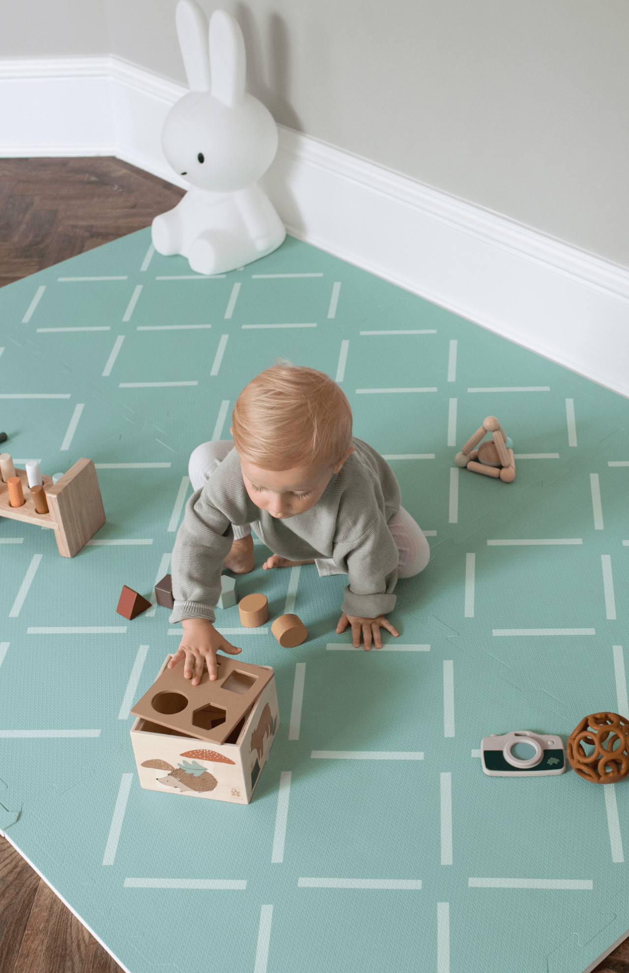 The Modern Nursery Printed Playmat - Green Lines