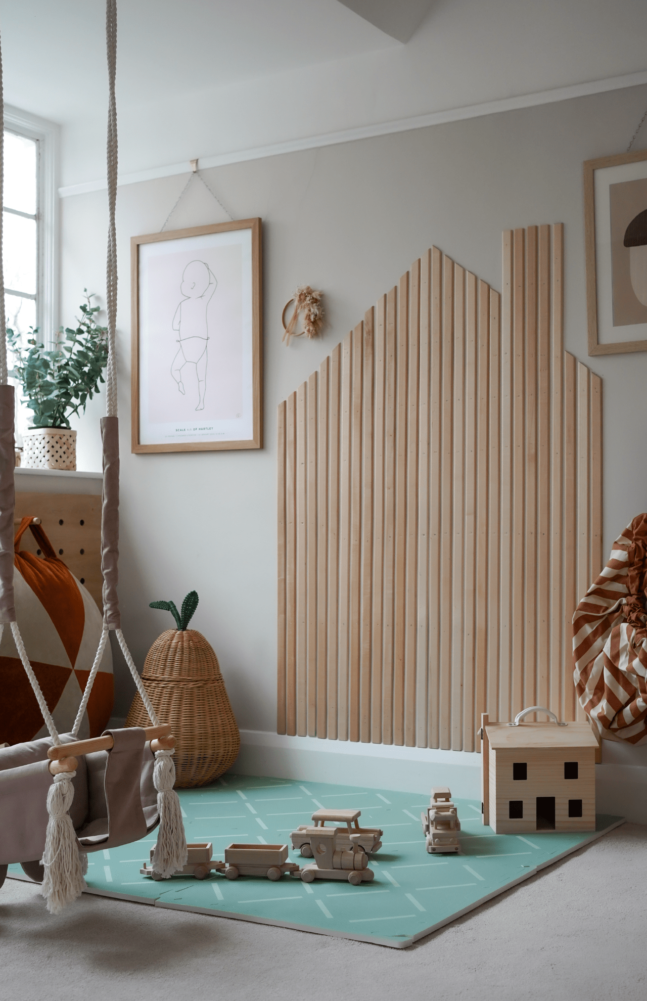 The Modern Nursery Scandi Patterned Puzzle Playmat - Green Lines
