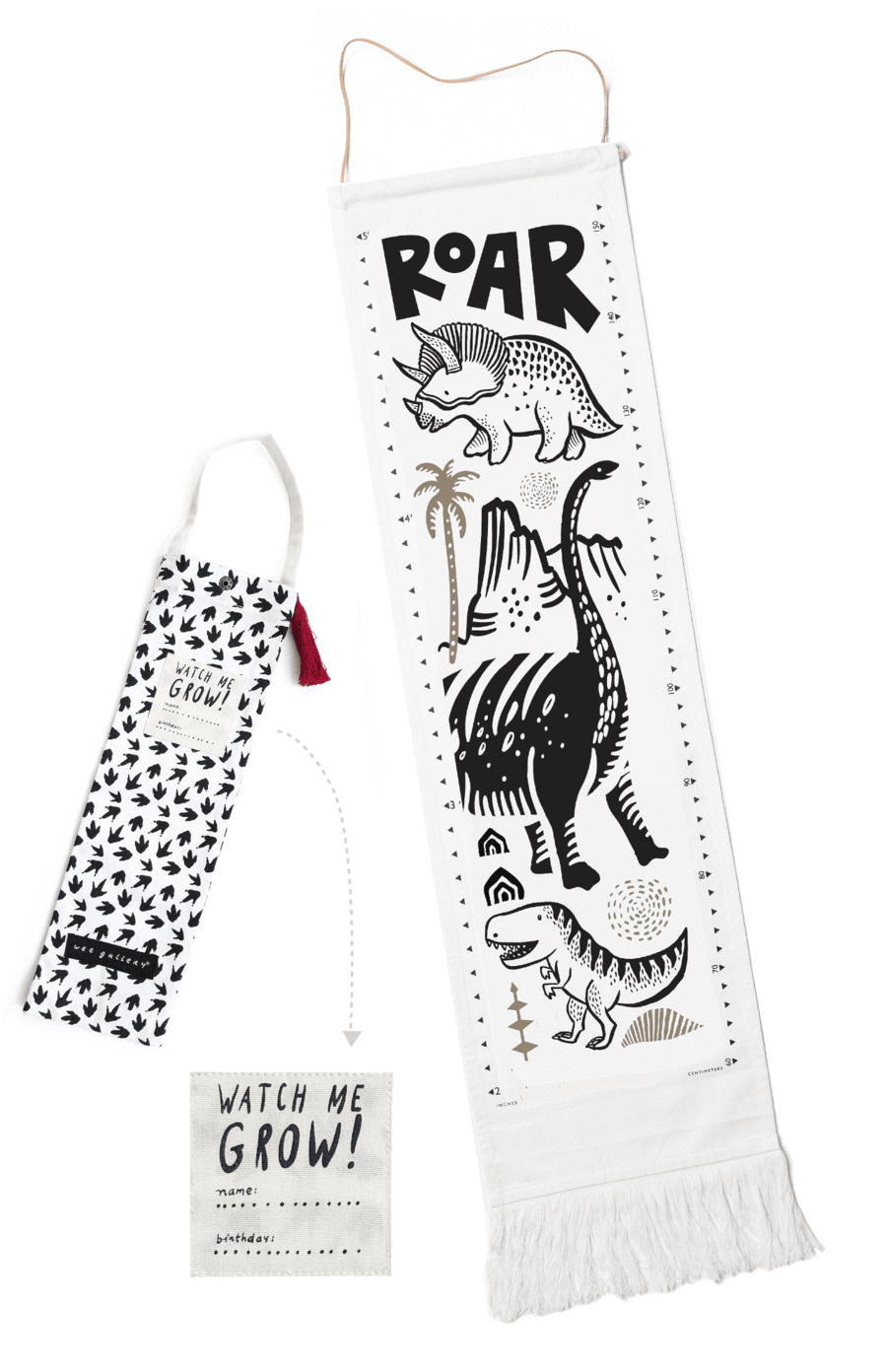 Wee Gallery Canvas Growth Chart -  Dinosaur
