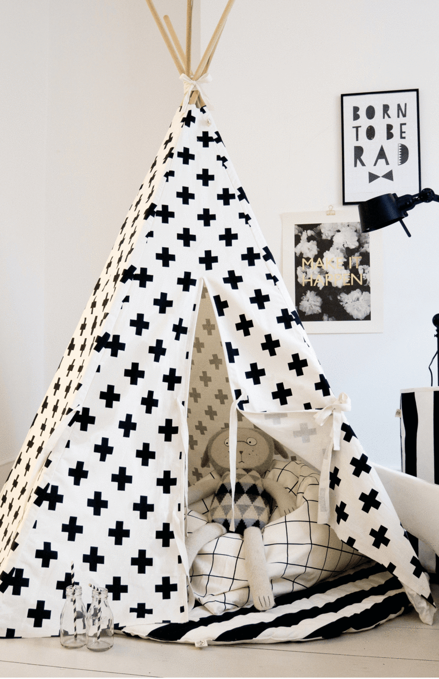 Wildfire Teepees - Cross Print Teepee with White Trim