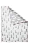 Fine Little Day Gran brushed cotton blanket pink trim Fir Trees