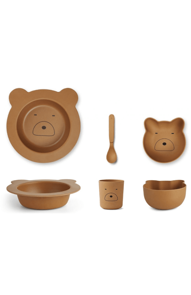 Liewood Barbara Bamboo Baby Dinner set 4 pcs - Mr Bear Mustard