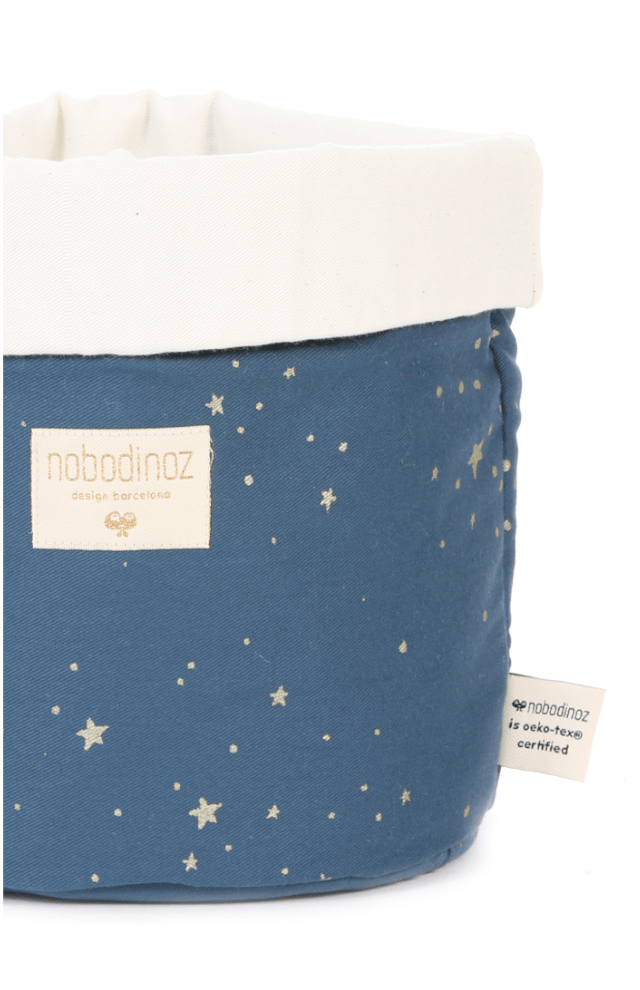 Nobodinoz Panda Medium Storage Basket - Gold Stella/Night Blue