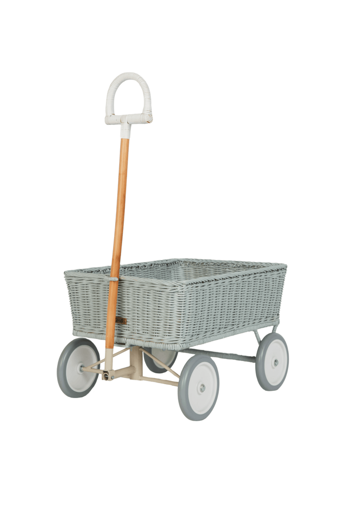 Olli Ella Rattan Wonder Wagon - Vintage Blue