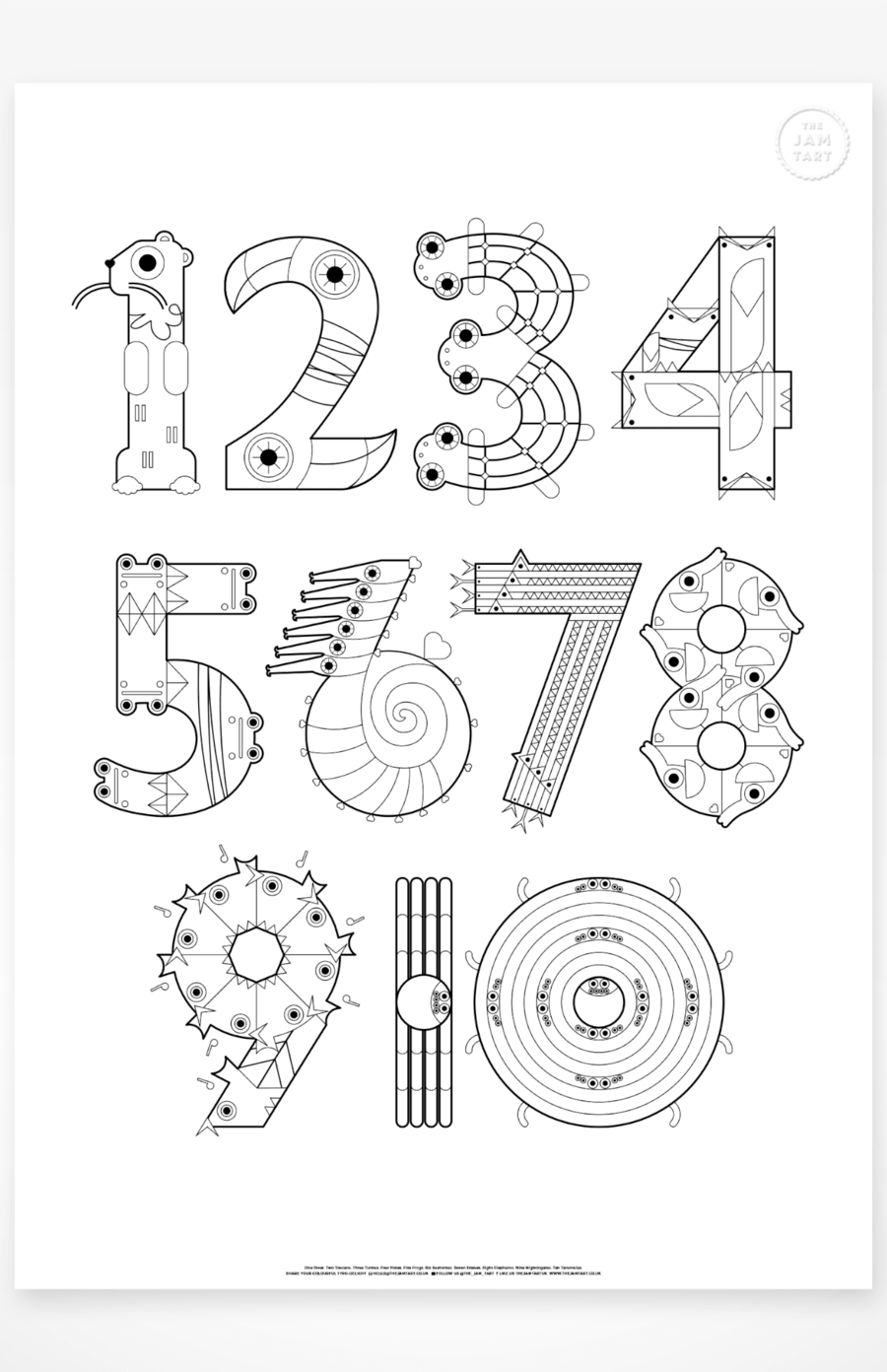 The Jam Tart Numbers Colouring Poster